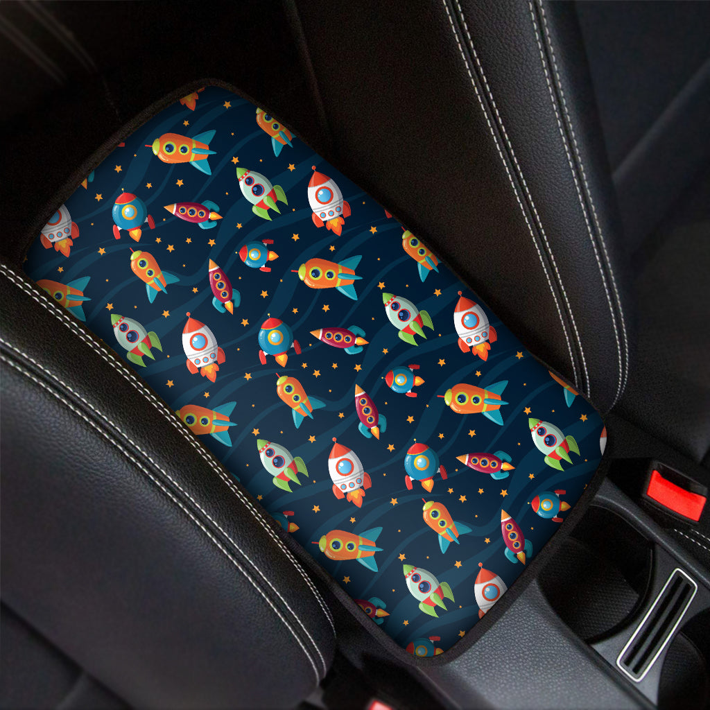 Rockets And Stars Pattern Print Car Center Console Cover