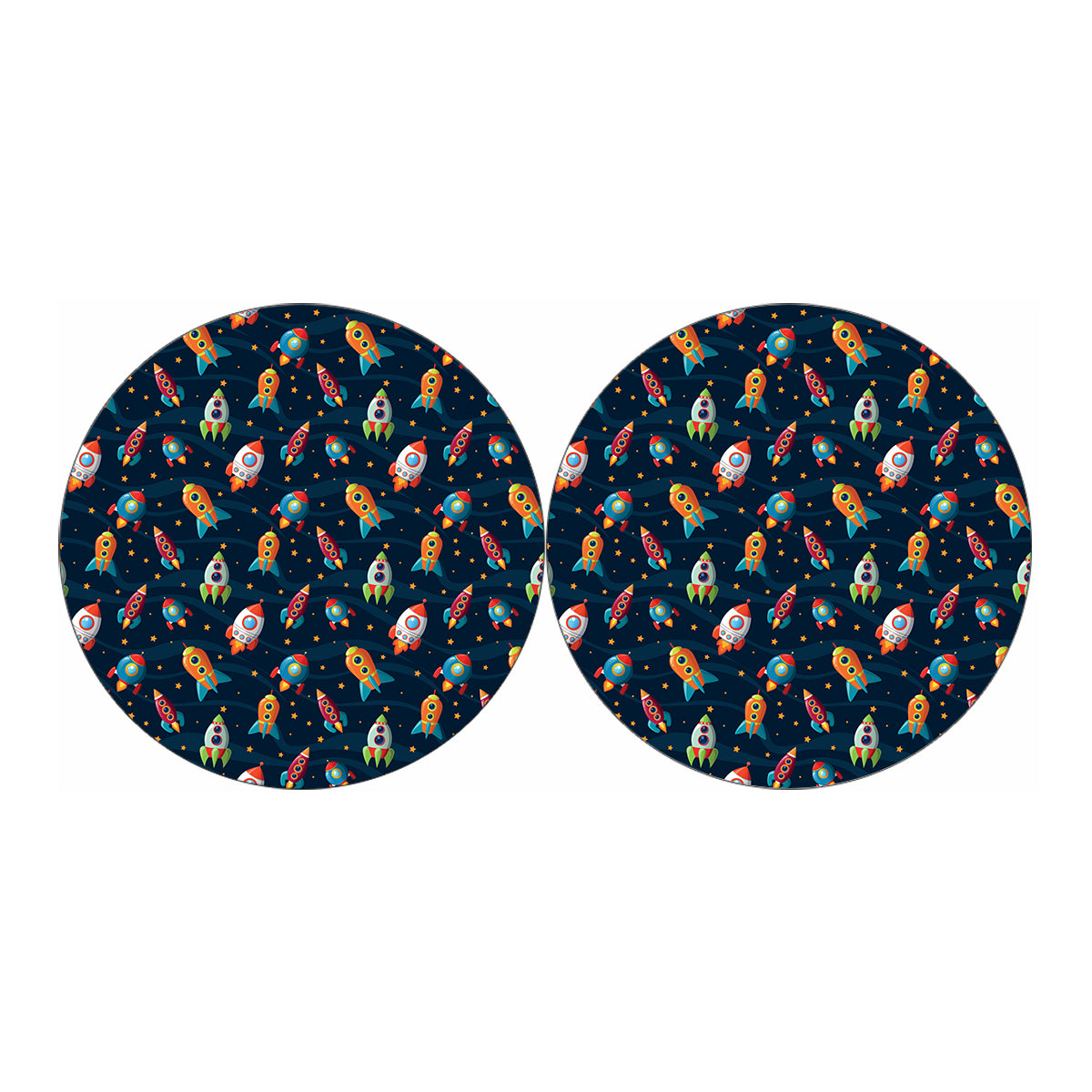 Rockets And Stars Pattern Print Car Coasters