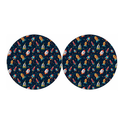 Rockets And Stars Pattern Print Car Coasters