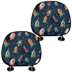 Rockets And Stars Pattern Print Car Headrest Covers