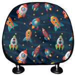 Rockets And Stars Pattern Print Car Headrest Covers