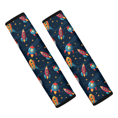 Rockets And Stars Pattern Print Car Seat Belt Covers