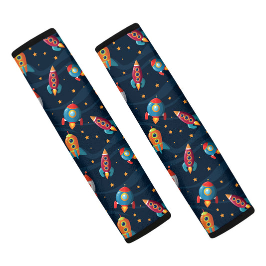 Rockets And Stars Pattern Print Car Seat Belt Covers