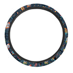 Rockets And Stars Pattern Print Car Steering Wheel Cover