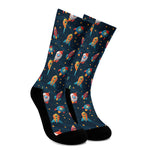 Rockets And Stars Pattern Print Crew Socks