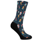 Rockets And Stars Pattern Print Crew Socks