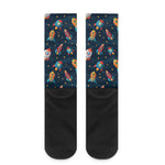 Rockets And Stars Pattern Print Crew Socks