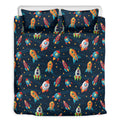 Rockets And Stars Pattern Print Duvet Cover Bedding Set