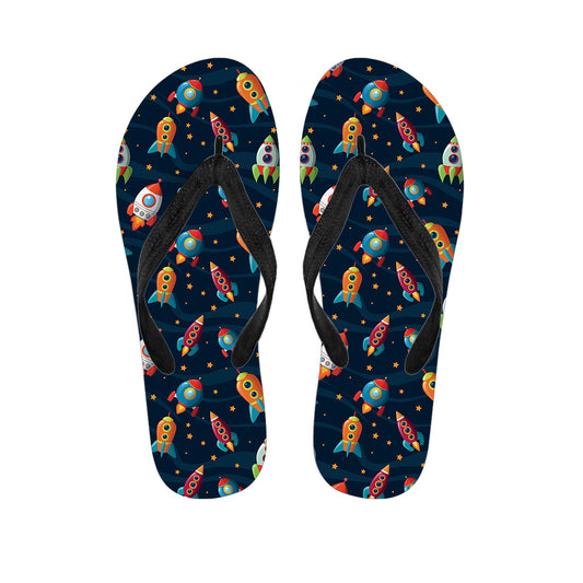Rockets And Stars Pattern Print Flip Flops