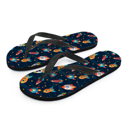 Rockets And Stars Pattern Print Flip Flops