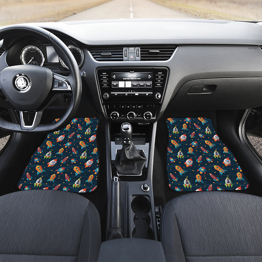 Rockets And Stars Pattern Print Front and Back Car Floor Mats
