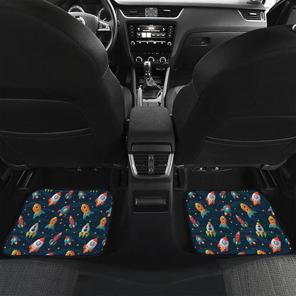 Rockets And Stars Pattern Print Front and Back Car Floor Mats