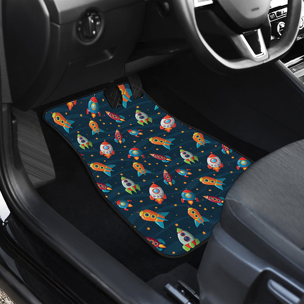 Rockets And Stars Pattern Print Front and Back Car Floor Mats