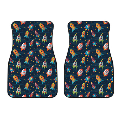 Rockets And Stars Pattern Print Front Car Floor Mats