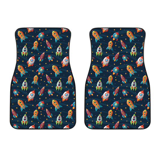 Rockets And Stars Pattern Print Front Car Floor Mats