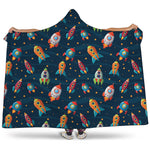 Rockets And Stars Pattern Print Hooded Blanket