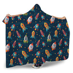 Rockets And Stars Pattern Print Hooded Blanket