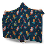 Rockets And Stars Pattern Print Hooded Blanket