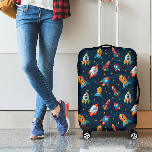 Rockets And Stars Pattern Print Luggage Cover