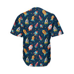 Rockets And Stars Pattern Print Men's Baseball Jersey