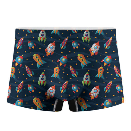 Rockets And Stars Pattern Print Men's Boxer Briefs