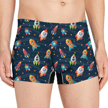 Rockets And Stars Pattern Print Men's Boxer Briefs