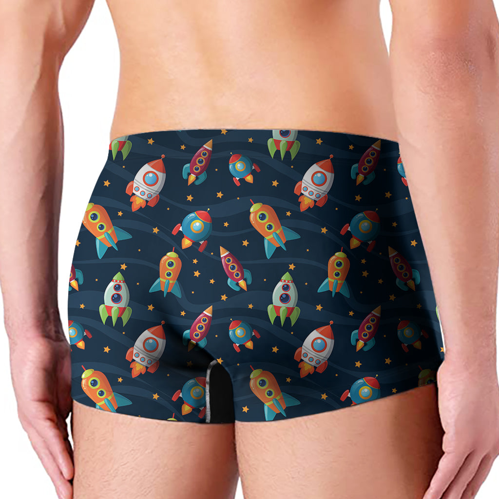 Rockets And Stars Pattern Print Men's Boxer Briefs
