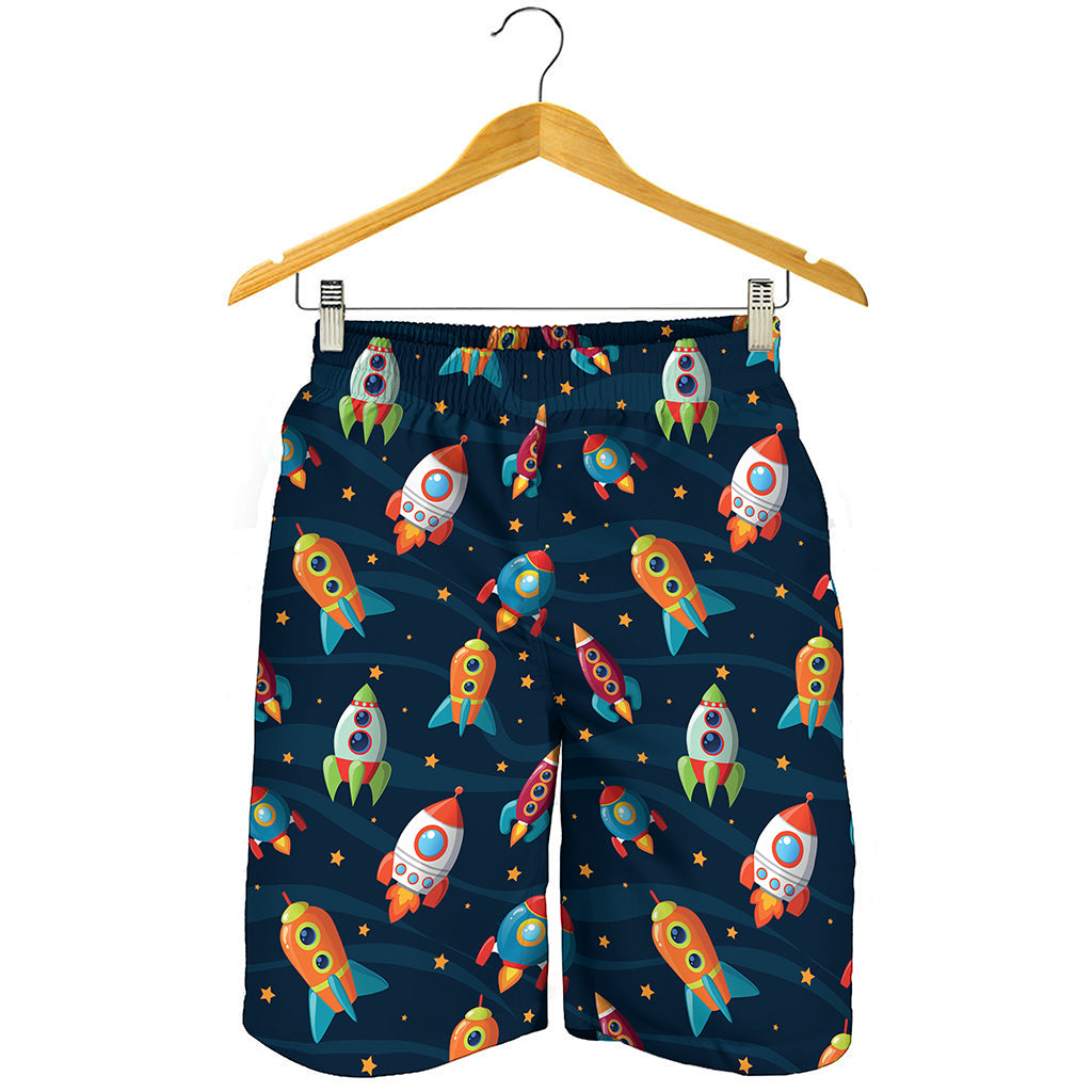 Rockets And Stars Pattern Print Men's Shorts