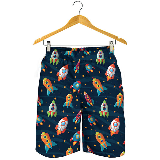 Rockets And Stars Pattern Print Men's Shorts