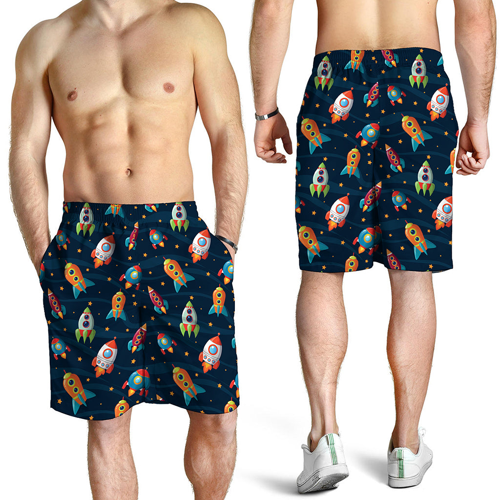 Rockets And Stars Pattern Print Men's Shorts
