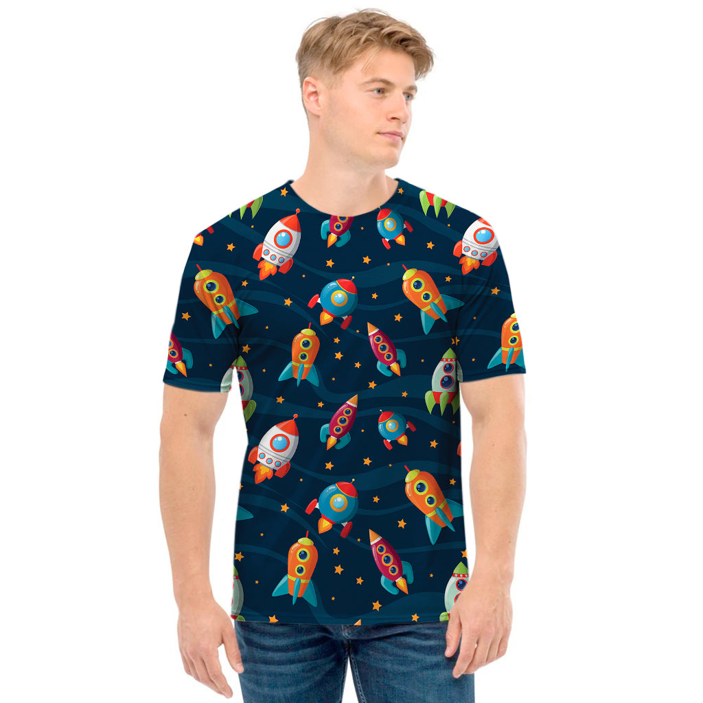 Rockets And Stars Pattern Print Men's T-Shirt