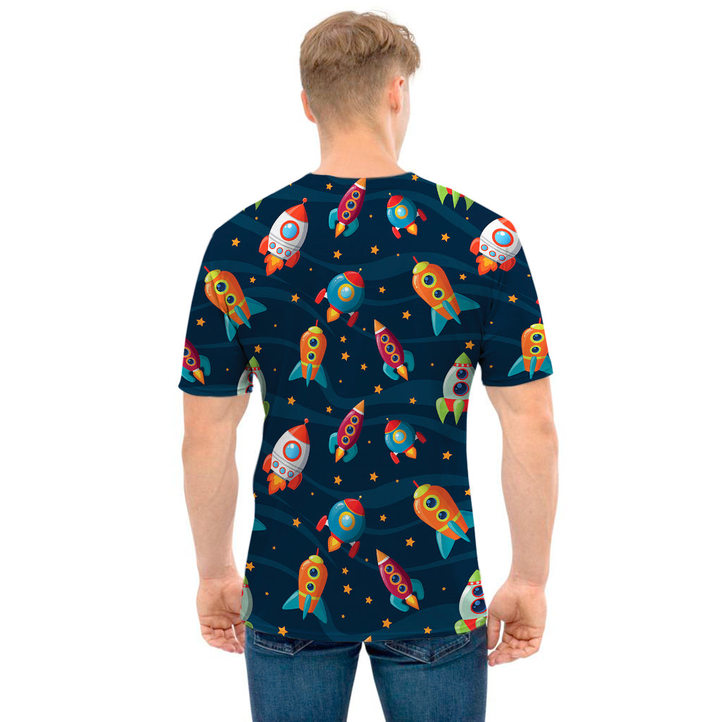 Rockets And Stars Pattern Print Men's T-Shirt