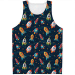 Rockets And Stars Pattern Print Men's Tank Top