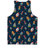 Rockets And Stars Pattern Print Men's Tank Top