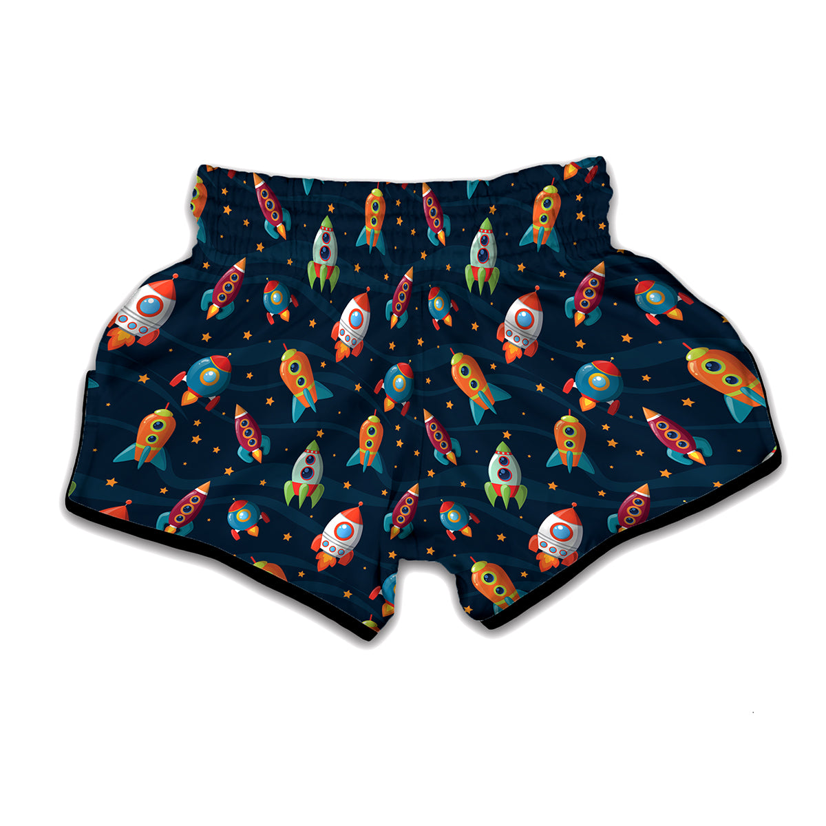 Rockets And Stars Pattern Print Muay Thai Boxing Shorts