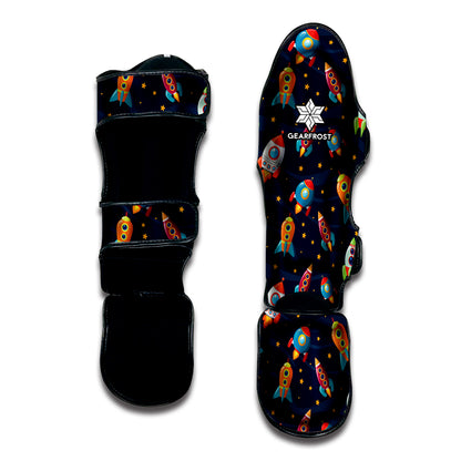 Rockets And Stars Pattern Print Muay Thai Shin Guard