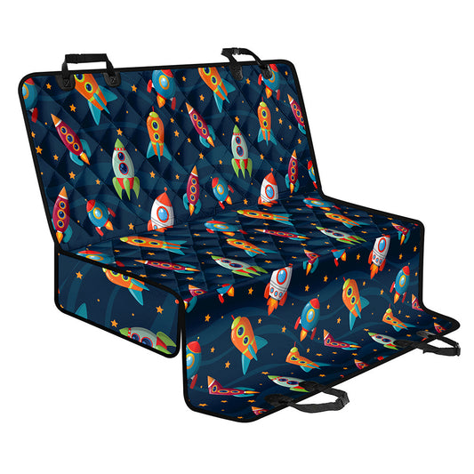 Rockets And Stars Pattern Print Pet Car Back Seat Cover