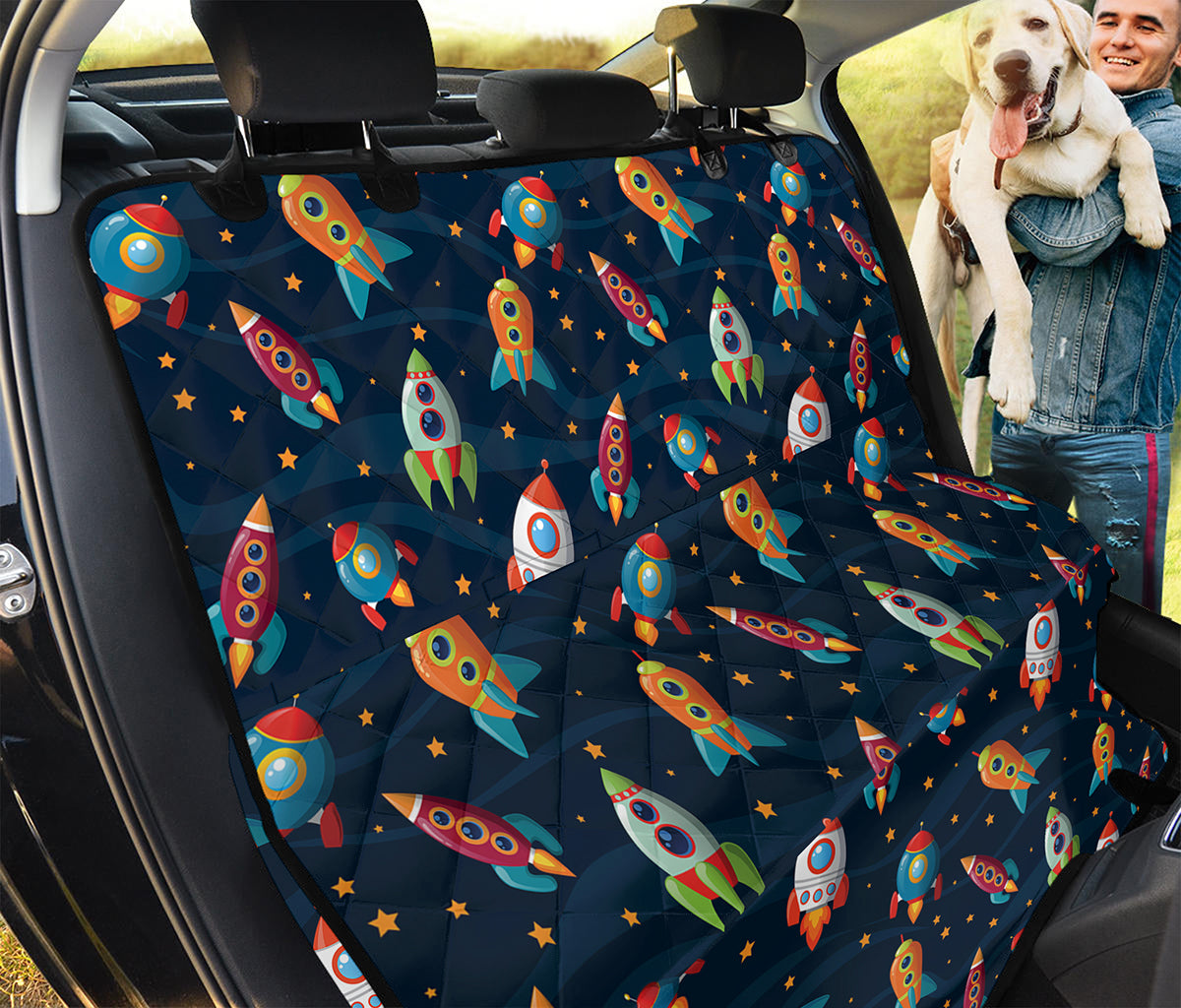 Rockets And Stars Pattern Print Pet Car Back Seat Cover