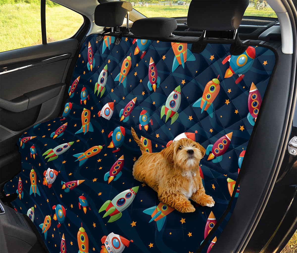 Rockets And Stars Pattern Print Pet Car Back Seat Cover