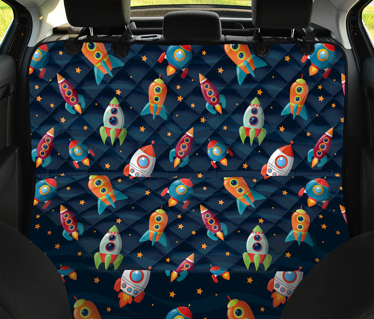 Rockets And Stars Pattern Print Pet Car Back Seat Cover