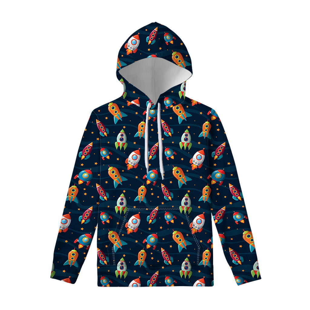 Rockets And Stars Pattern Print Pullover Hoodie