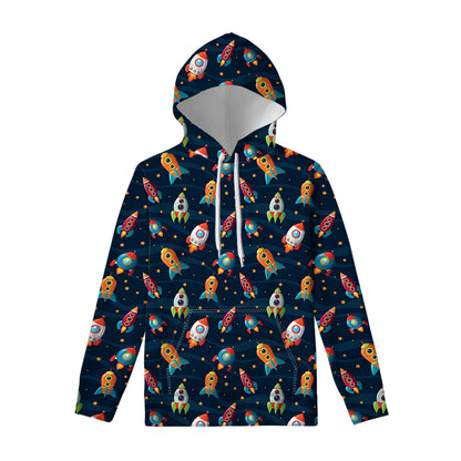 Rockets And Stars Pattern Print Pullover Hoodie
