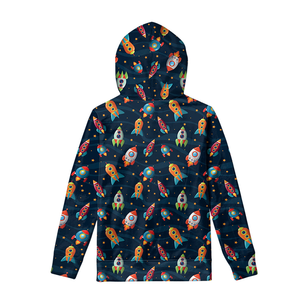 Rockets And Stars Pattern Print Pullover Hoodie