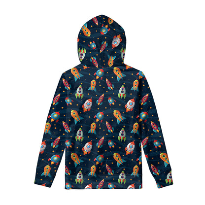 Rockets And Stars Pattern Print Pullover Hoodie
