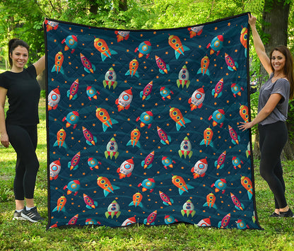 Rockets And Stars Pattern Print Quilt