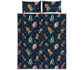 Rockets And Stars Pattern Print Quilt Bed Set