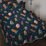 Rockets And Stars Pattern Print Quilt Bed Set