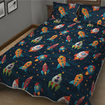 Rockets And Stars Pattern Print Quilt Bed Set