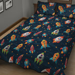 Rockets And Stars Pattern Print Quilt Bed Set