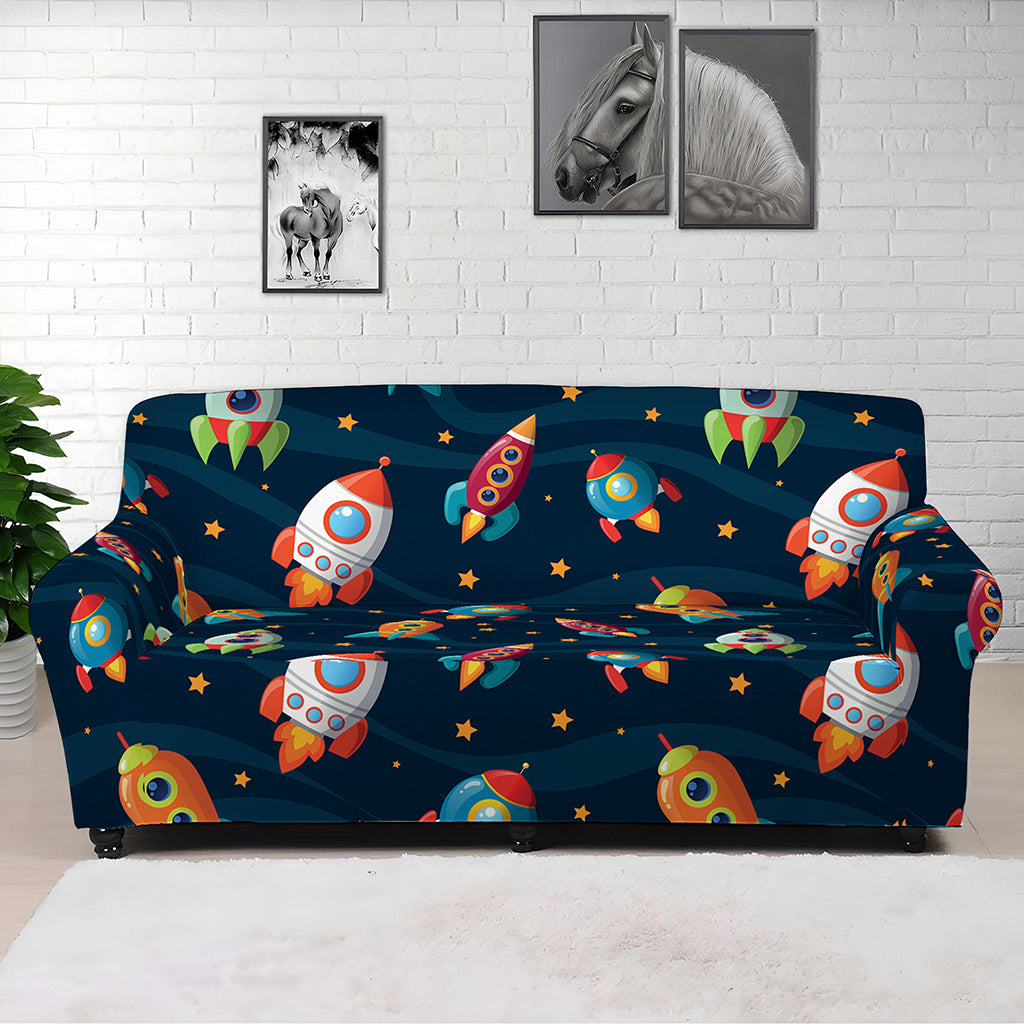 Rockets And Stars Pattern Print Sofa Cover